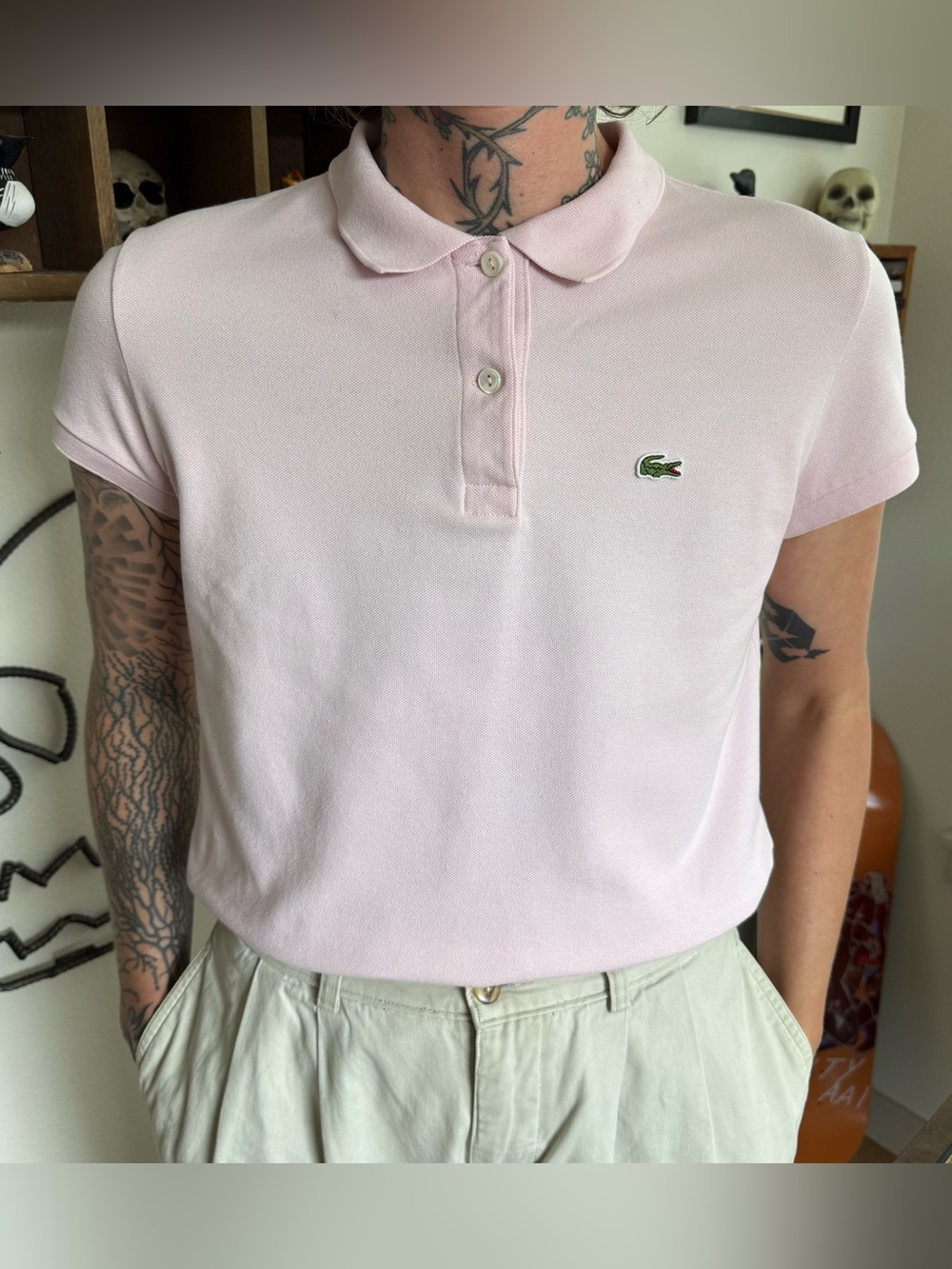Lacoste Pink Pique Knit Polo ~ Size Large